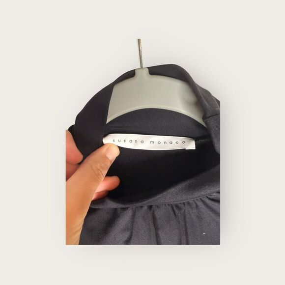 Susana Monaco Crew Gathered Midi Dress Black Size Small - Picture 7 of 8